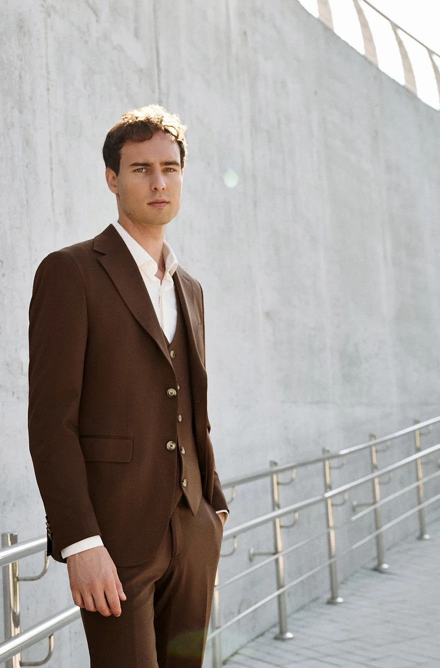 Fashion 3 Pieces Mens Suit Flat Notch Lapel Tuxedos (Blazer+vest+Pants) mens event wear