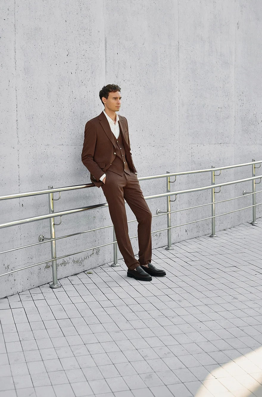 Fashion 3 Pieces Mens Suit Flat Notch Lapel Tuxedos (Blazer+vest+Pants) mens event wear