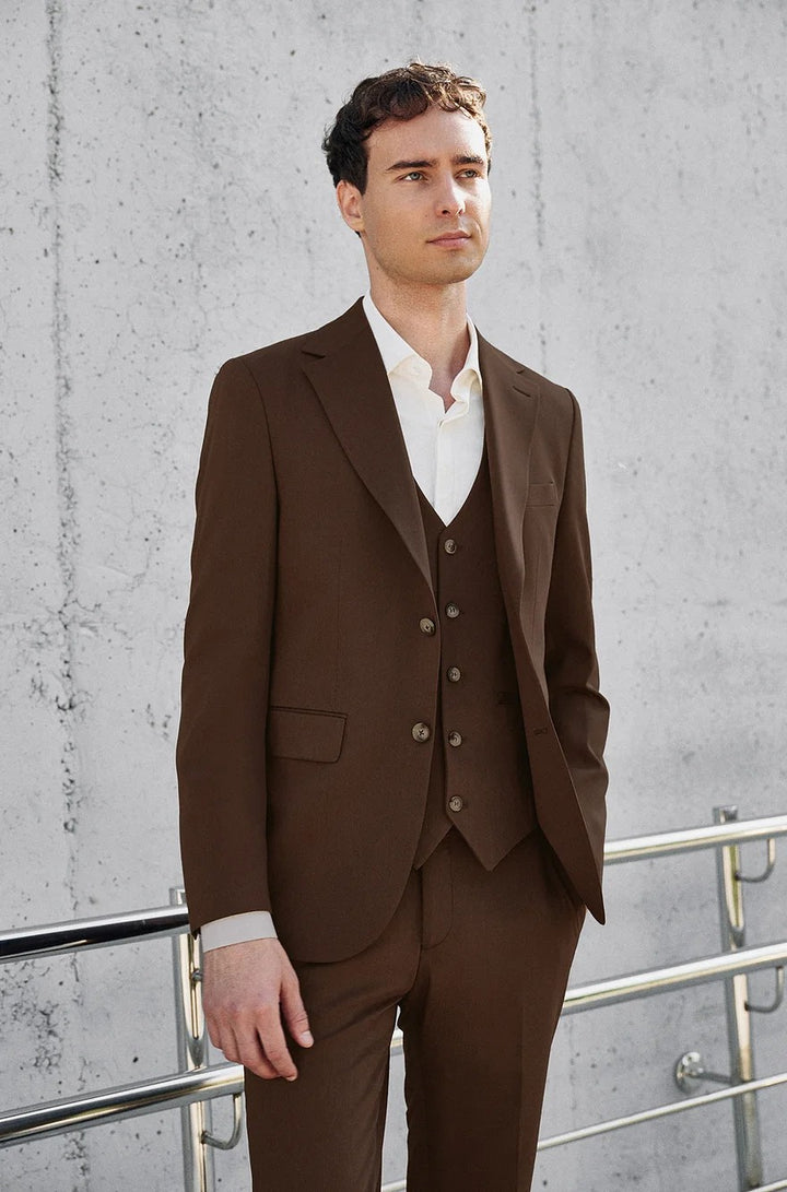 Fashion 3 Pieces Mens Suit Flat Notch Lapel Tuxedos (Blazer+vest+Pants) mens event wear