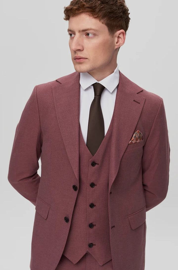 Fashion 3 Pieces Mens Suit Flat Notch Lapel Tuxedos (Blazer+vest+Pants) mens event wear