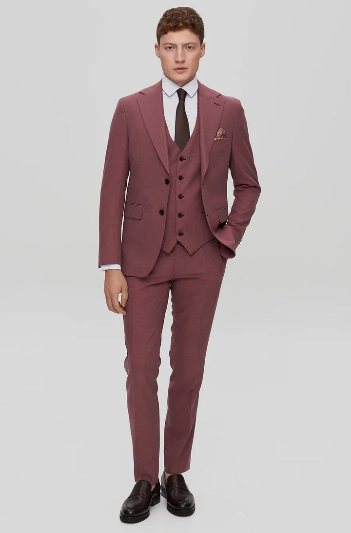 Fashion 3 Pieces Mens Suit Flat Notch Lapel Tuxedos (Blazer+vest+Pants) mens event wear