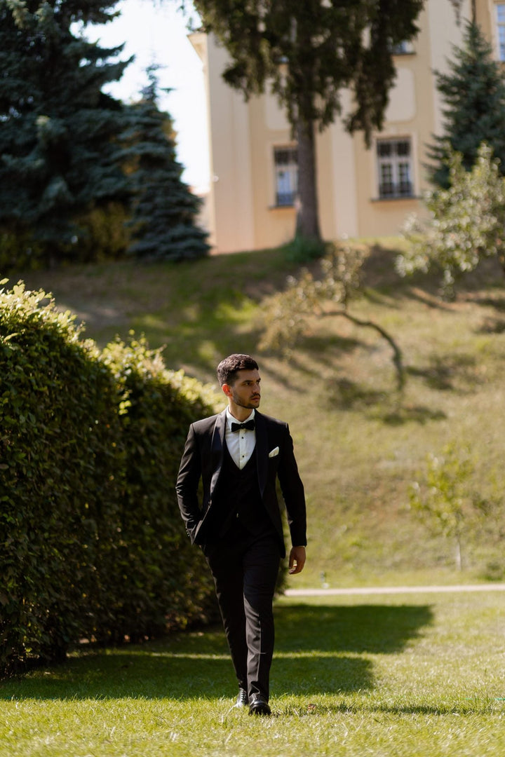 Fashion 3 Pieces Mens Suit Flat Shawl Lapel Tuxedos (Blazer+vest+Pants) mens event wear