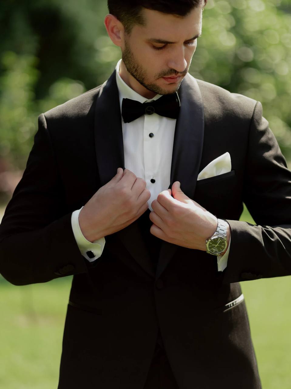 Fashion 3 Pieces Mens Suit Flat Shawl Lapel Tuxedos (Blazer+vest+Pants) mens event wear