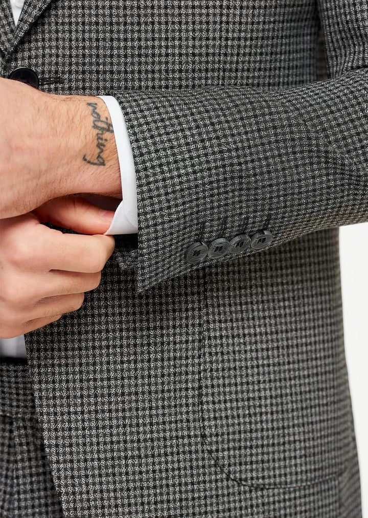 Fashion Men's 2 Pieces Houndstooth Peak Lapel Tuxedos (Blazer+Pants) mens event wear