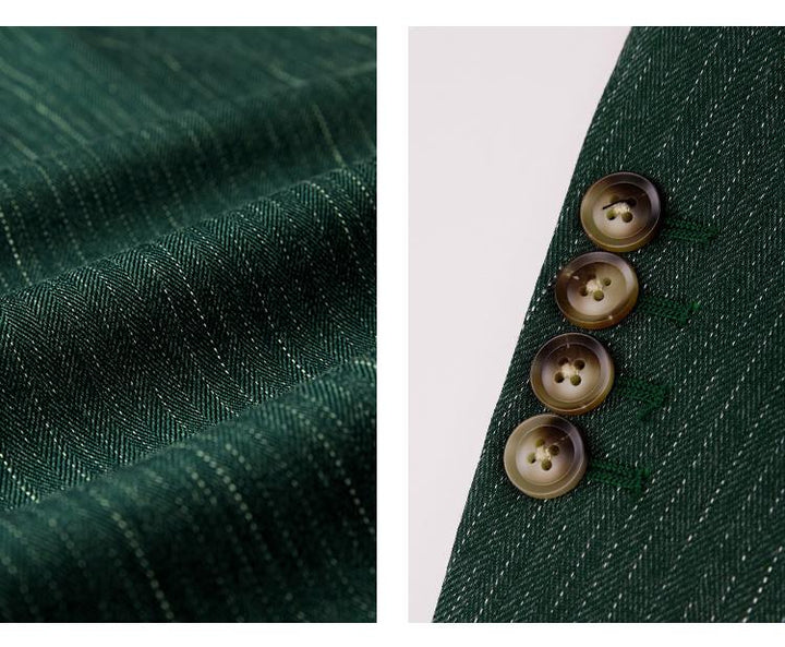 Fashion Men's 2 Pieces Mens Double-breasted Suit Peak Lapel Striped Tuxedos (Blazer+Vest+Pants) mens event wear