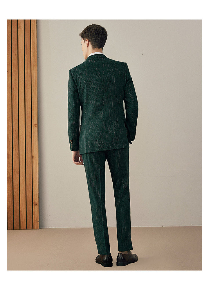 Fashion Men's 2 Pieces Mens Double-breasted Suit Peak Lapel Striped Tuxedos (Blazer+Vest+Pants) mens event wear