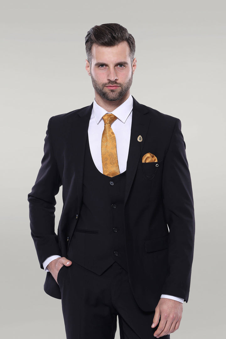 Fashion Men's 3 Pieces Flat Notch Lapel Tuxedos For Party (Blazer+vest+Pants) mens event wear