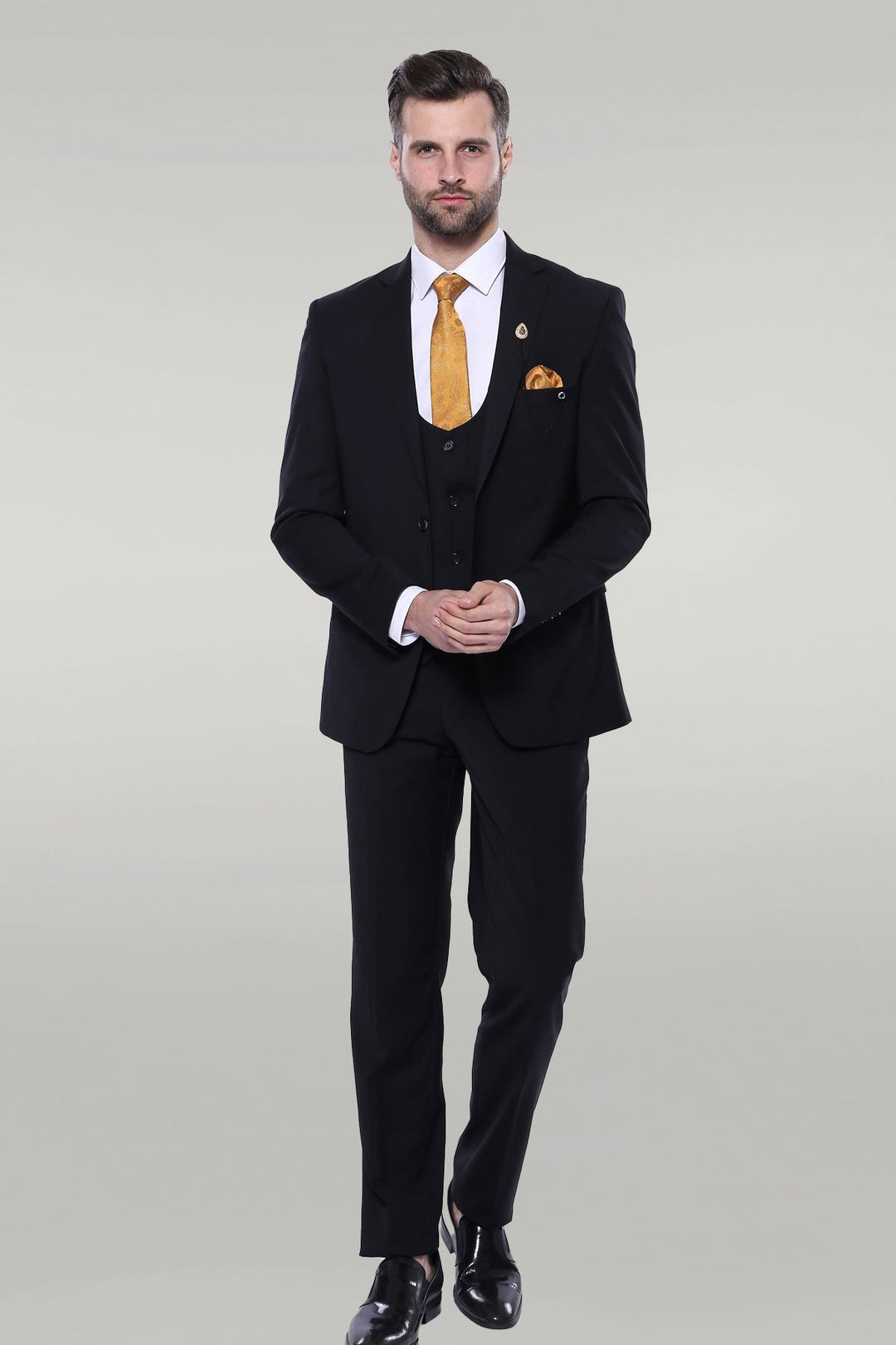 Fashion Men's 3 Pieces Flat Notch Lapel Tuxedos For Party (Blazer+vest+Pants) mens event wear