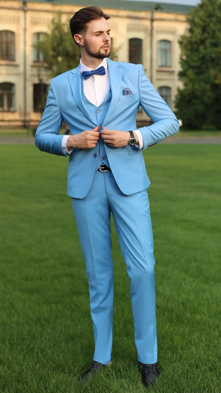 Fashion Men's 3 Pieces Flat Notch Lapel Tuxedos For Party (Blazer+vest+Pants) mens event wear