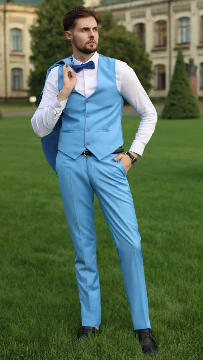 Fashion Men's 3 Pieces Flat Notch Lapel Tuxedos For Party (Blazer+vest+Pants) mens event wear