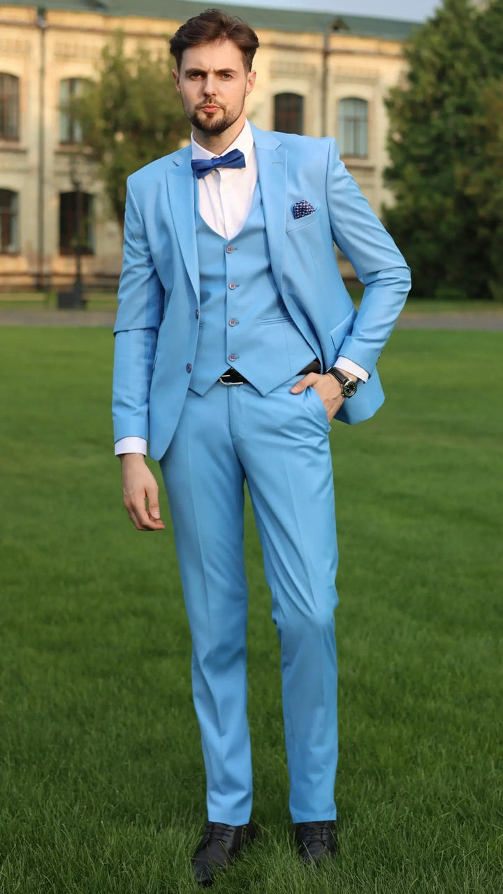 Fashion Men's 3 Pieces Flat Notch Lapel Tuxedos For Party (Blazer+vest+Pants) mens event wear