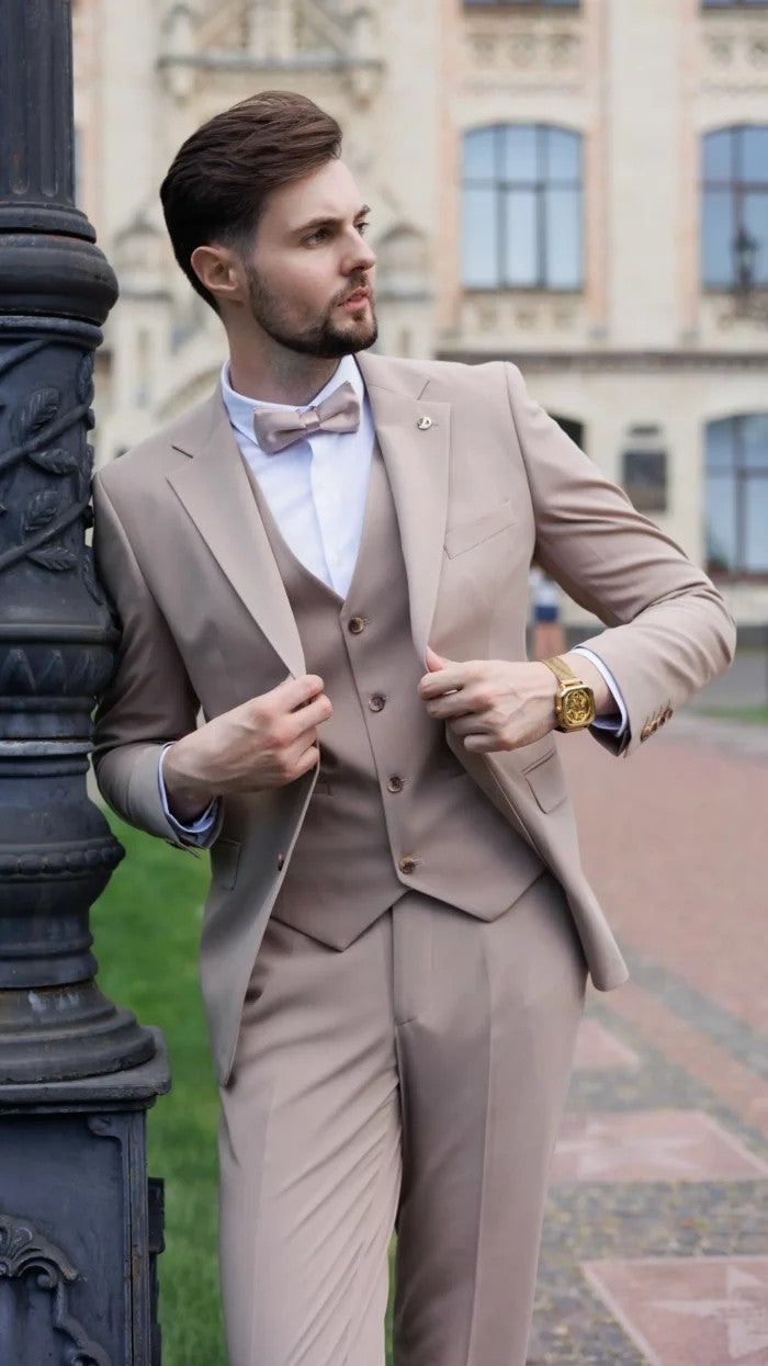 Fashion Men's 3 Pieces Flat Notch Lapel Tuxedos For Party (Blazer+vest+Pants) mens event wear