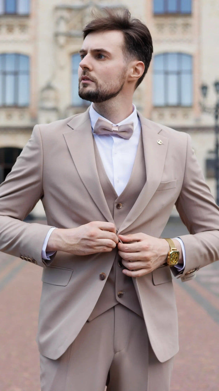 Fashion Men's 3 Pieces Flat Notch Lapel Tuxedos For Party (Blazer+vest+Pants) mens event wear