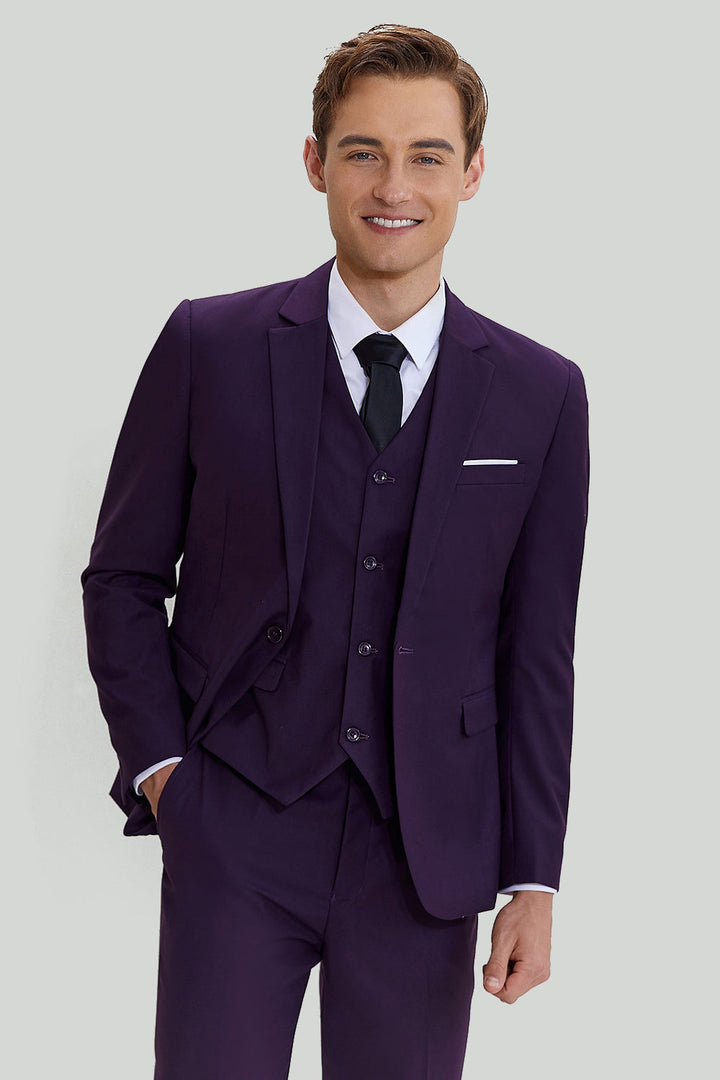 Fashion Men's 3 Pieces Flat Notch Lapel Tuxedos For Party (Blazer+vest+Pants) mens event wear