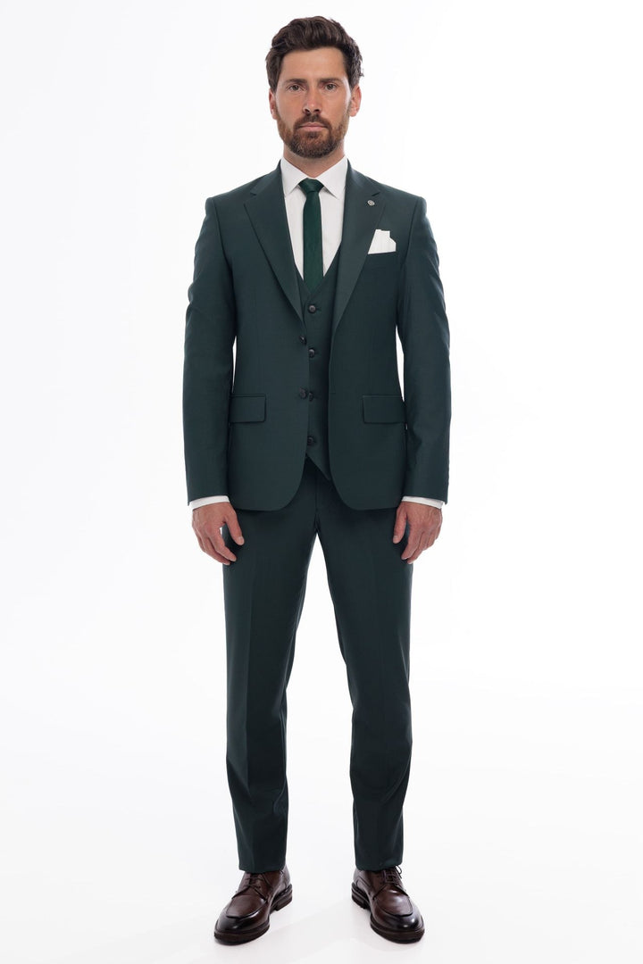 Fashion Men's 3 Pieces Flat Notch Lapel Tuxedos For Party (Blazer+vest+Pants) mens event wear