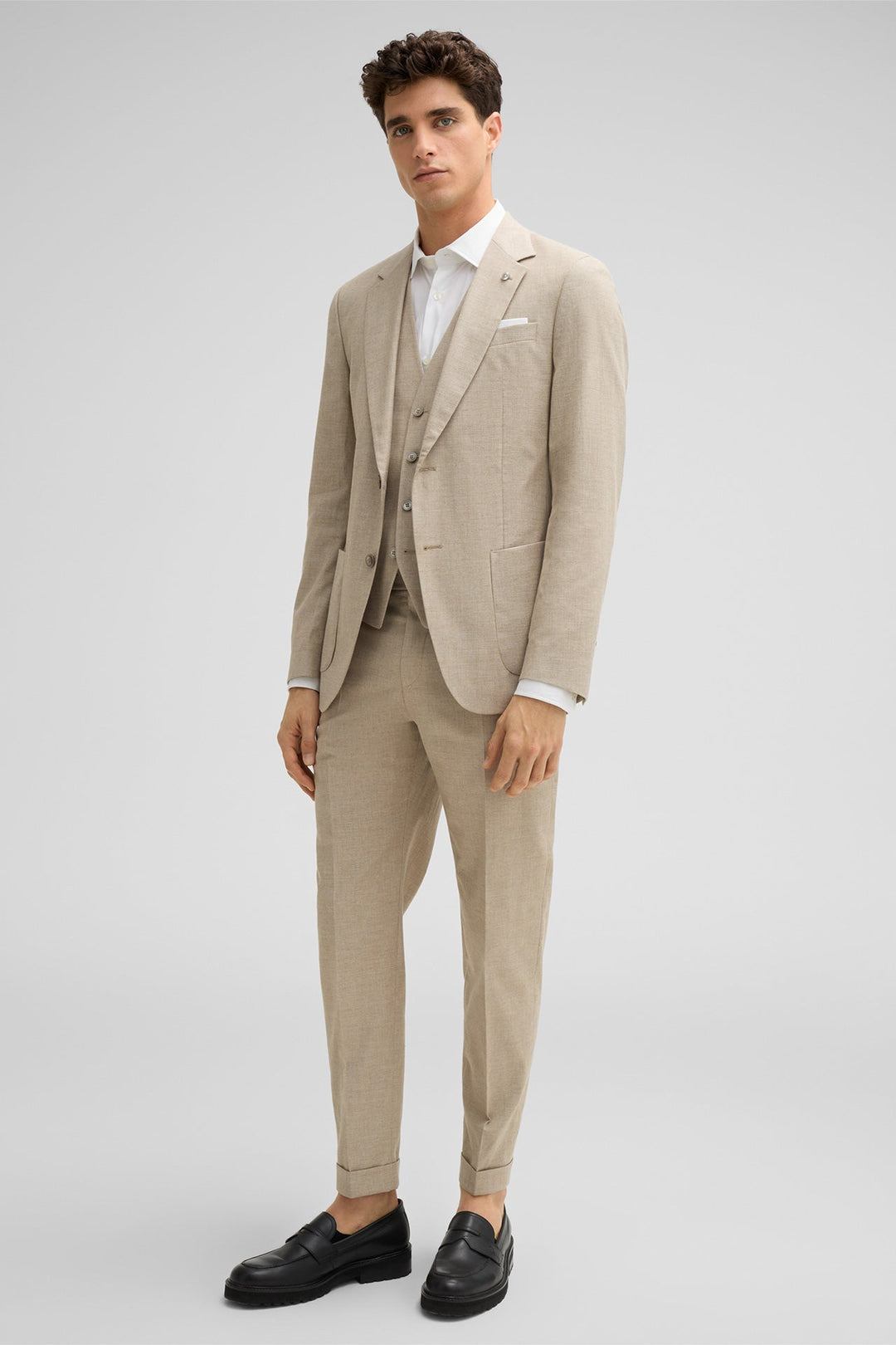 Fashion Men's 3 Pieces Flat Notch Lapel Tuxedos For Party (Blazer+vest+Pants) mens event wear