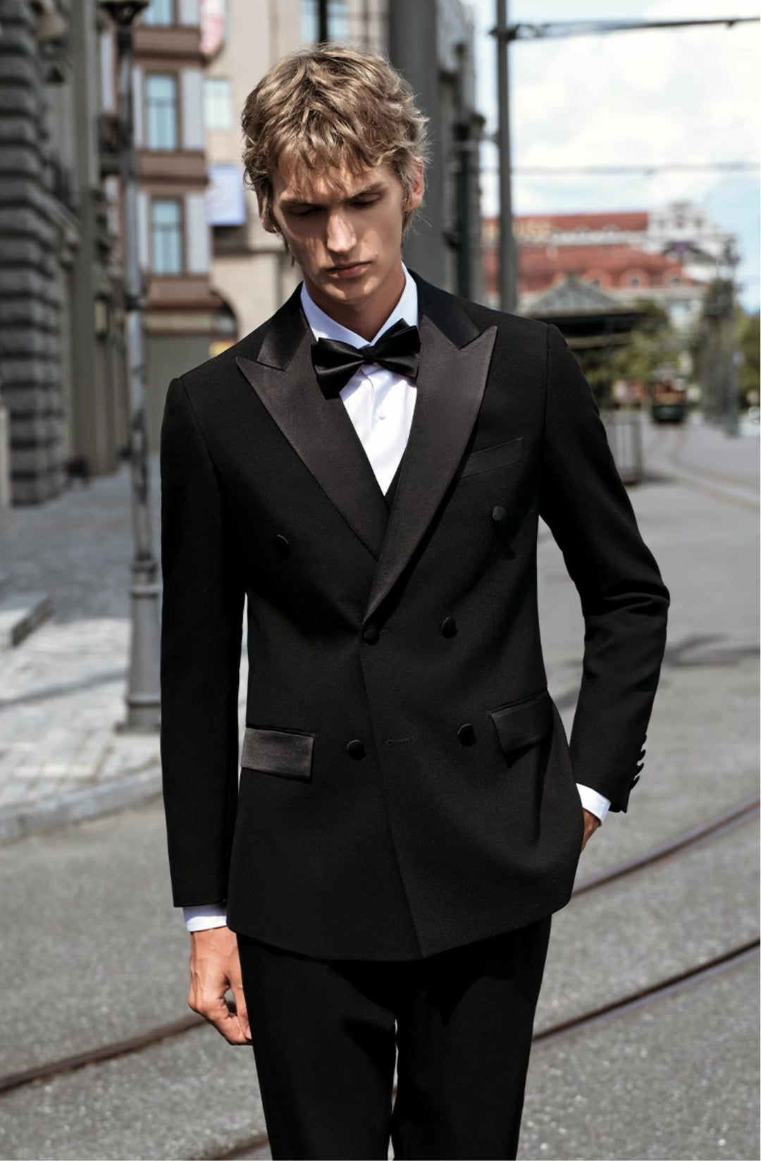 Fashion Men's 3 Pieces Flat Peak Lapel Tuxedos For Party (Blazer+vest+Pants) mens event wear