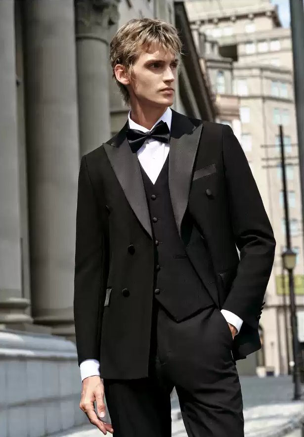 Fashion Men's 3 Pieces Flat Peak Lapel Tuxedos For Party (Blazer+vest+Pants) mens event wear