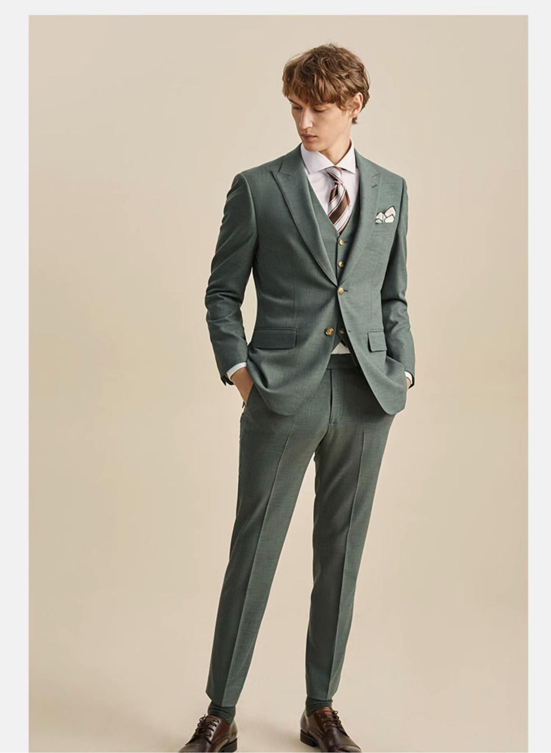 Fashion Men's 3 Pieces Flat Peak Lapel Tuxedos For Party (Blazer+vest+Pants) mens event wear