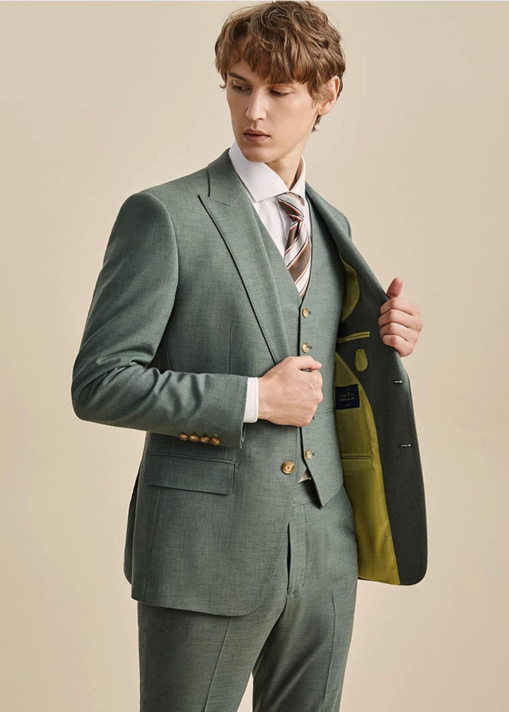 Fashion Men's 3 Pieces Flat Peak Lapel Tuxedos For Party (Blazer+vest+Pants) mens event wear