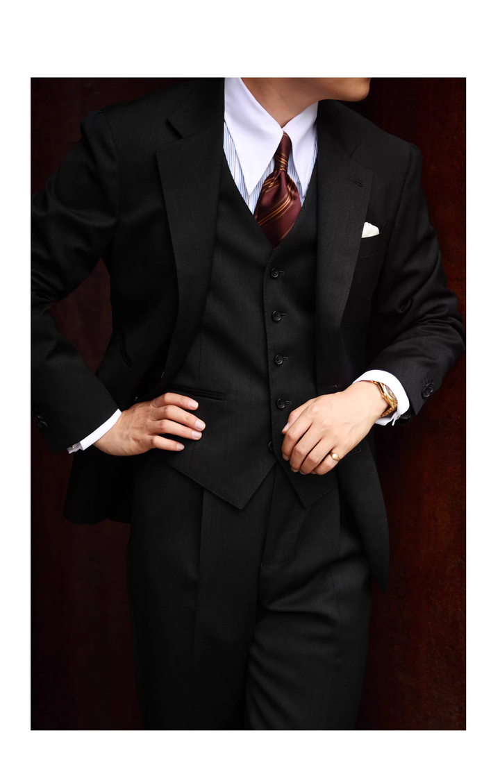 Fashion Men's 3 Pieces Flat Peak Lapel Tuxedos For Party (Blazer+vest+Pants) mens event wear