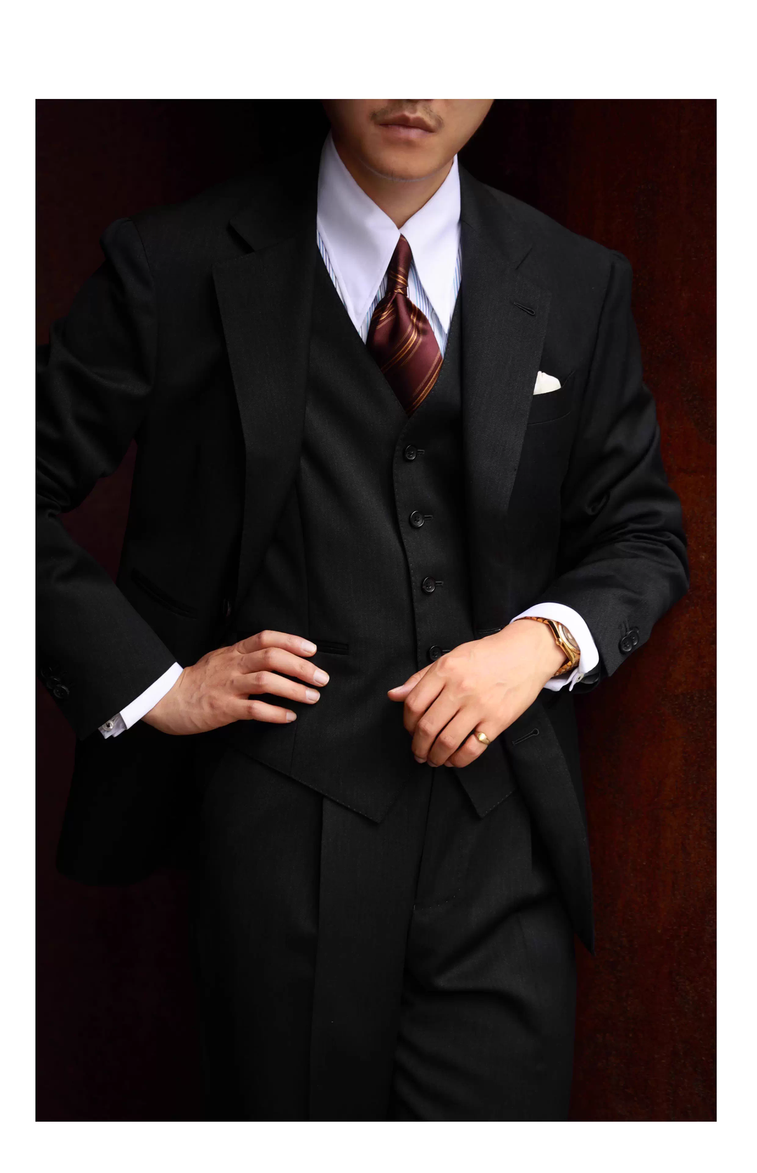 Fashion Men's 3 Pieces Flat Peak Lapel Tuxedos For Party (Blazer+vest+Pants) mens event wear