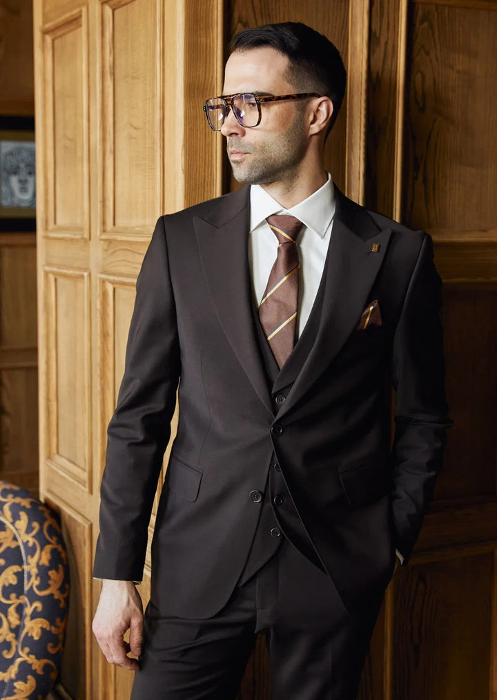 Fashion Men's 3 Pieces Flat Peak Lapel Tuxedos For Party (Blazer+vest+Pants) mens event wear