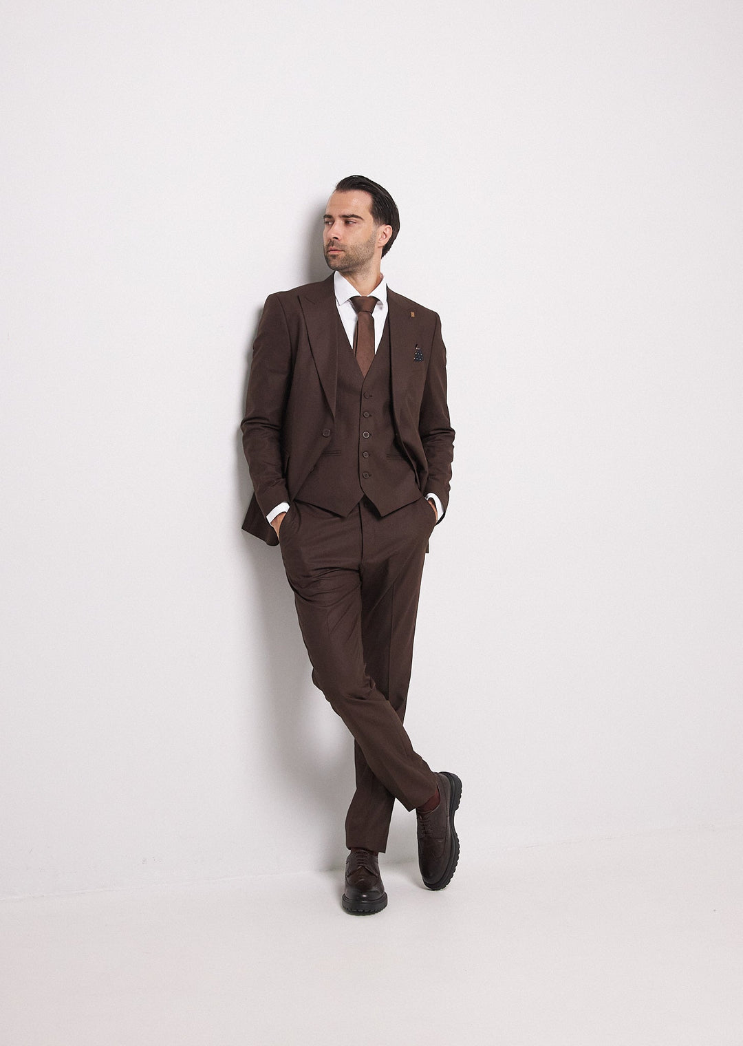 Fashion Men's 3 Pieces Flat Peak Lapel Tuxedos For Party (Blazer+vest+Pants) mens event wear