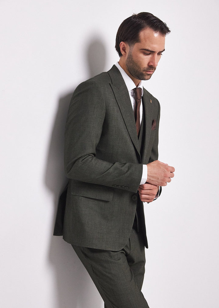 Fashion Men's 3 Pieces Flat Peak Lapel Tuxedos For Party (Blazer+vest+Pants) mens event wear