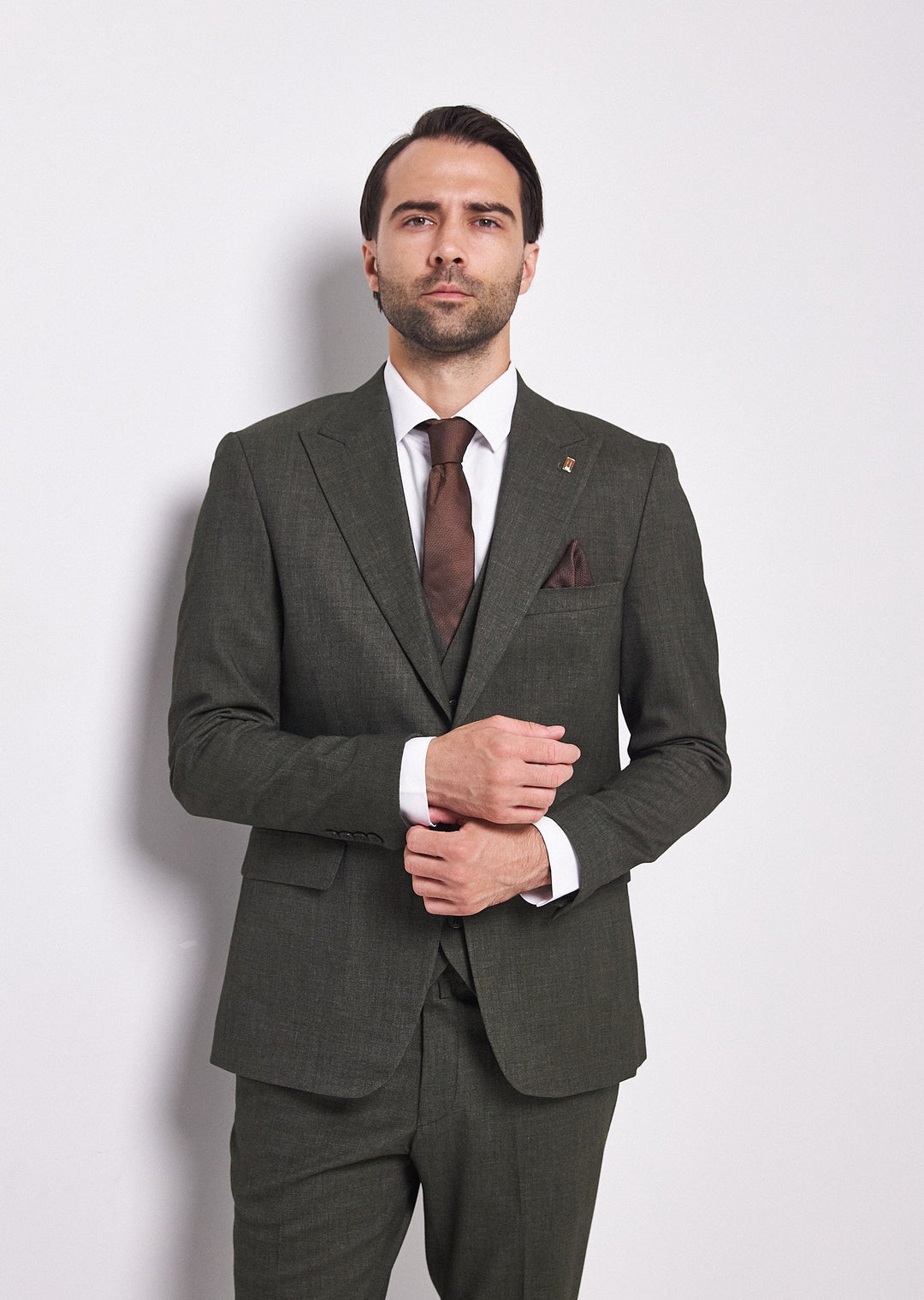 Fashion Men's 3 Pieces Flat Peak Lapel Tuxedos For Party (Blazer+vest+Pants) mens event wear