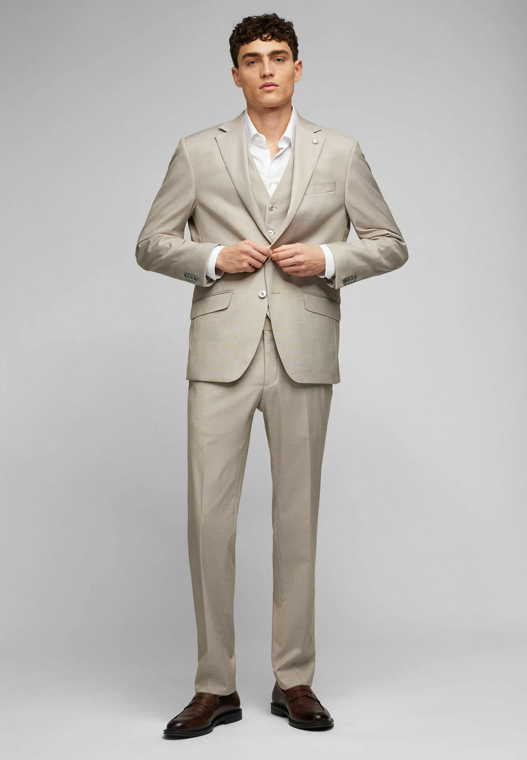 Fashion Men's 3 Pieces Flat Peak Lapel Tuxedos For Party (Blazer+vest+Pants) mens event wear