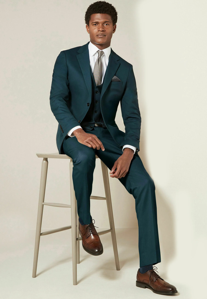 Fashion Men's 3 Pieces Flat Peak Lapel Tuxedos For Party (Blazer+vest+Pants) mens event wear