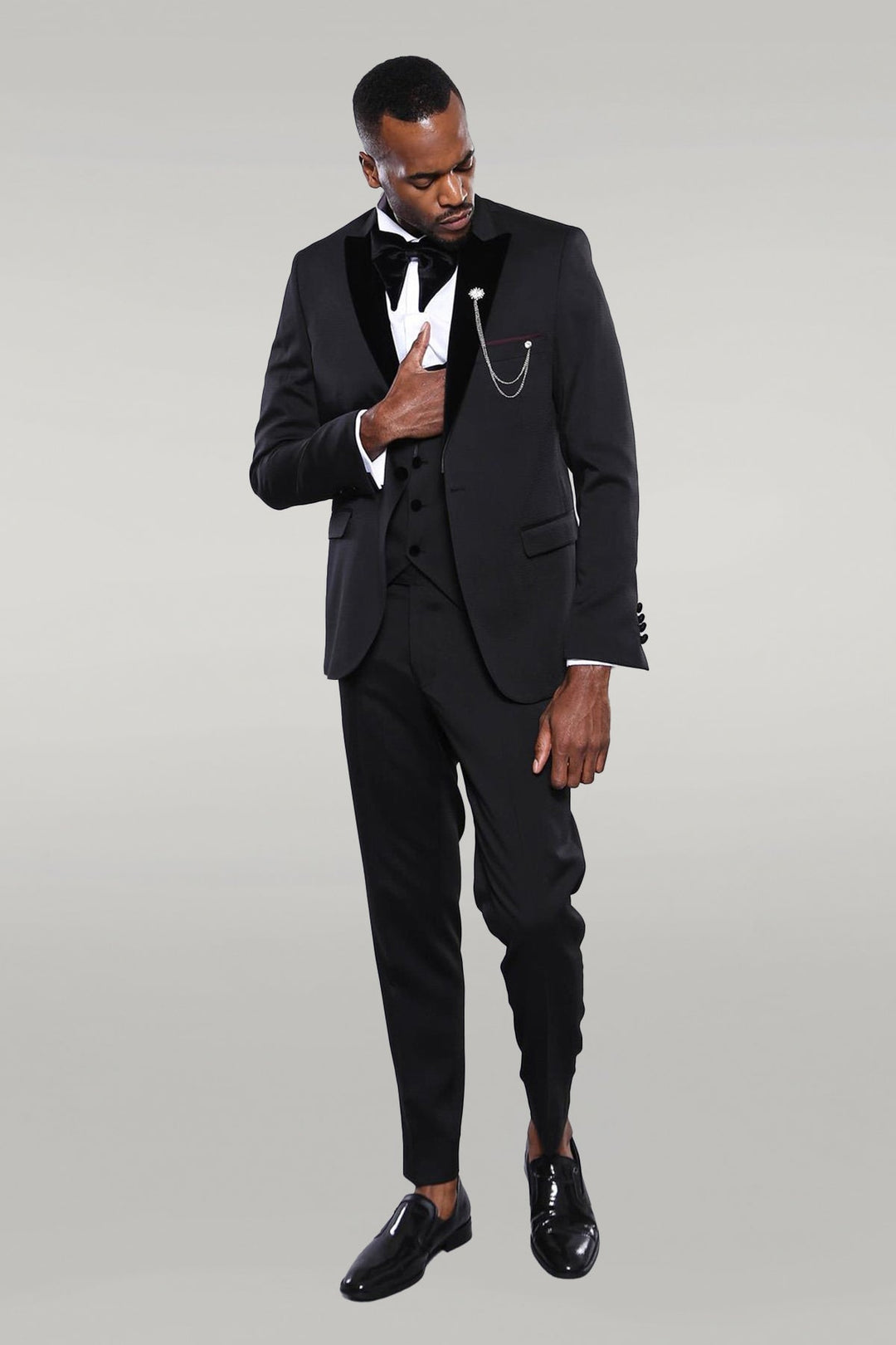 Fashion Men's 3 Pieces Flat Peak Lapel Tuxedos For Party (Blazer+vest+Pants) mens event wear