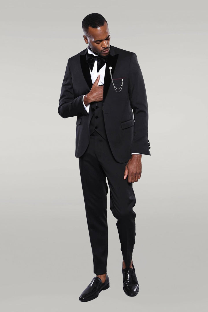 Fashion Men's 3 Pieces Flat Peak Lapel Tuxedos For Party (Blazer+vest+Pants) mens event wear