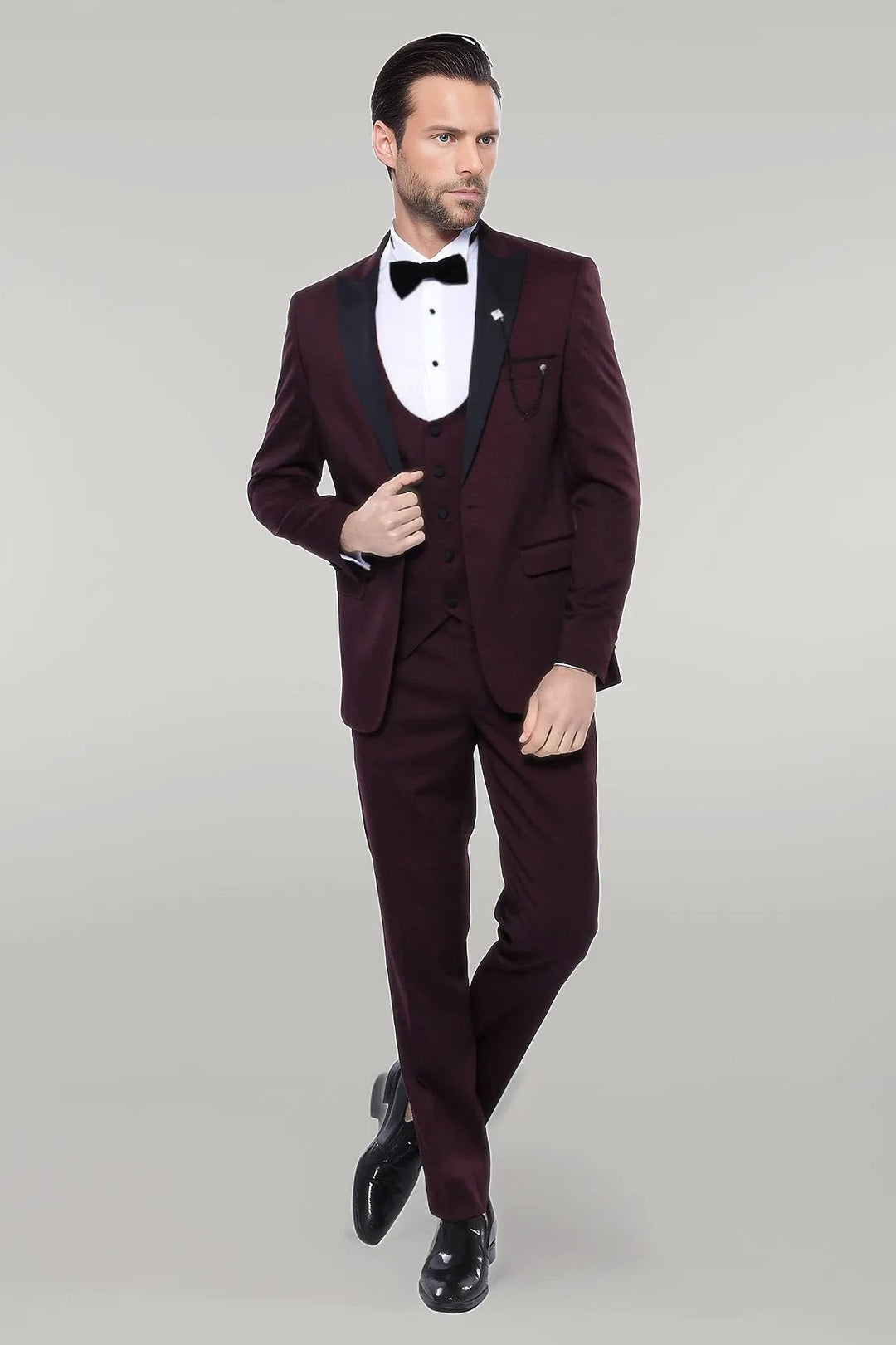 Fashion Men's 3 Pieces Flat Peak Lapel Tuxedos For Party (Blazer+vest+Pants) mens event wear
