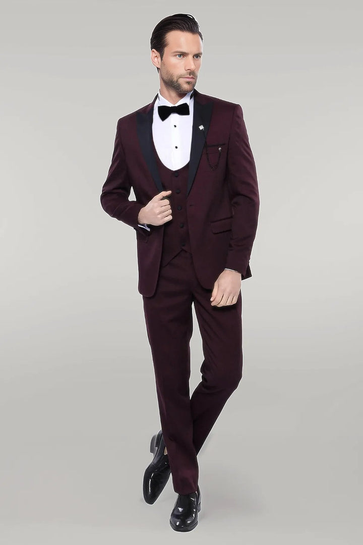Fashion Men's 3 Pieces Flat Peak Lapel Tuxedos For Party (Blazer+vest+Pants) mens event wear