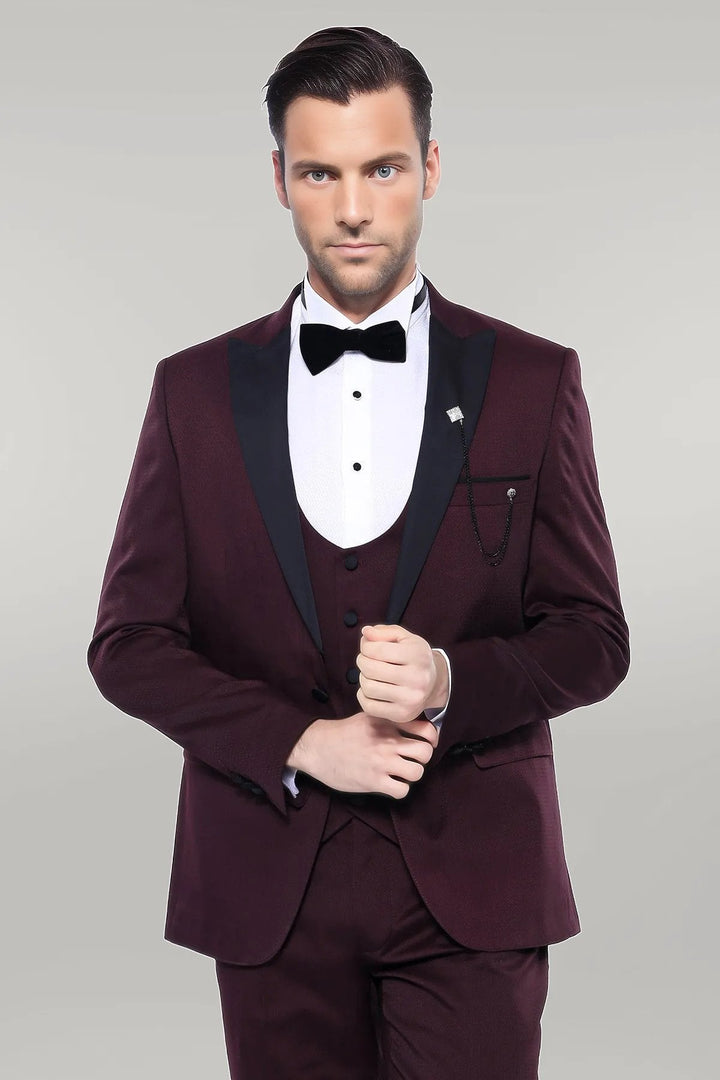 Fashion Men's 3 Pieces Flat Peak Lapel Tuxedos For Party (Blazer+vest+Pants) mens event wear