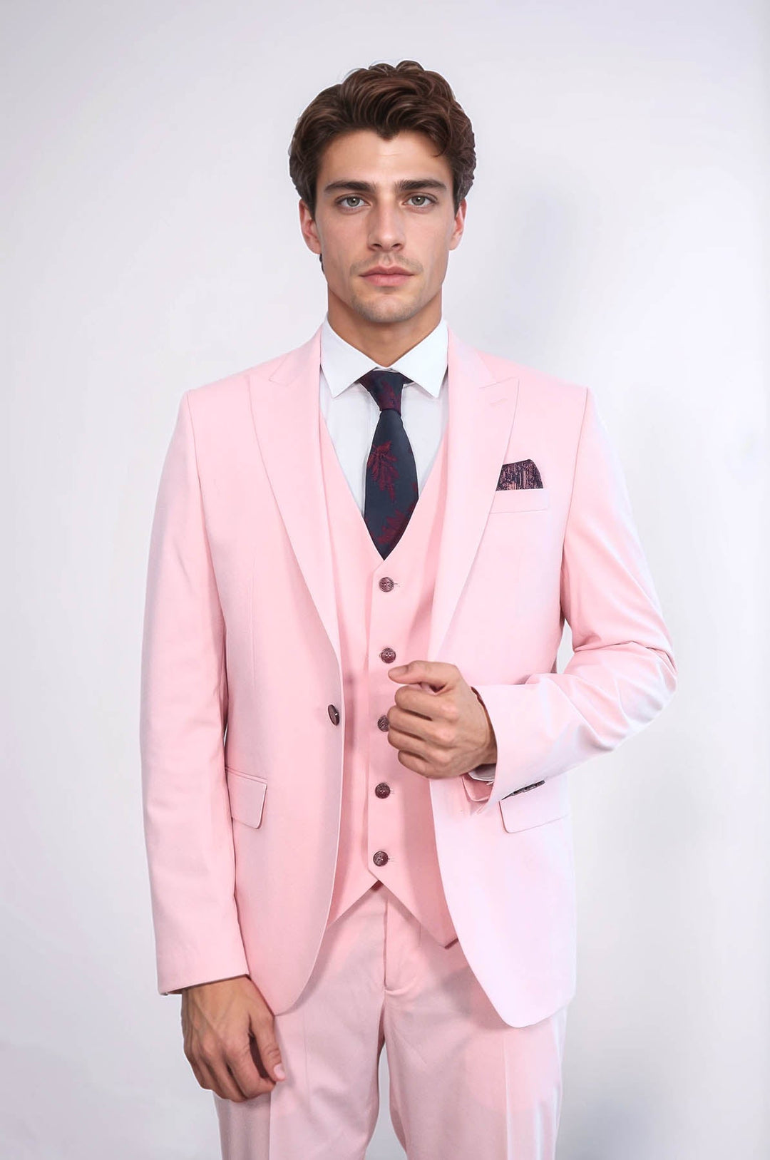 Fashion Men's 3 Pieces Flat Peak Lapel Tuxedos For Party (Blazer+vest+Pants) mens event wear