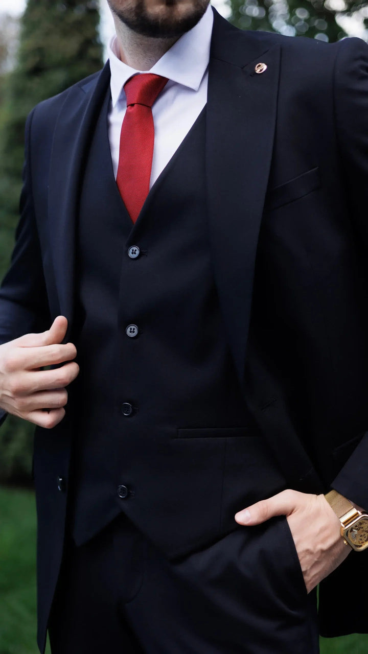 Fashion Men's 3 Pieces Flat Peak Lapel Tuxedos For Party (Blazer+vest+Pants) mens event wear