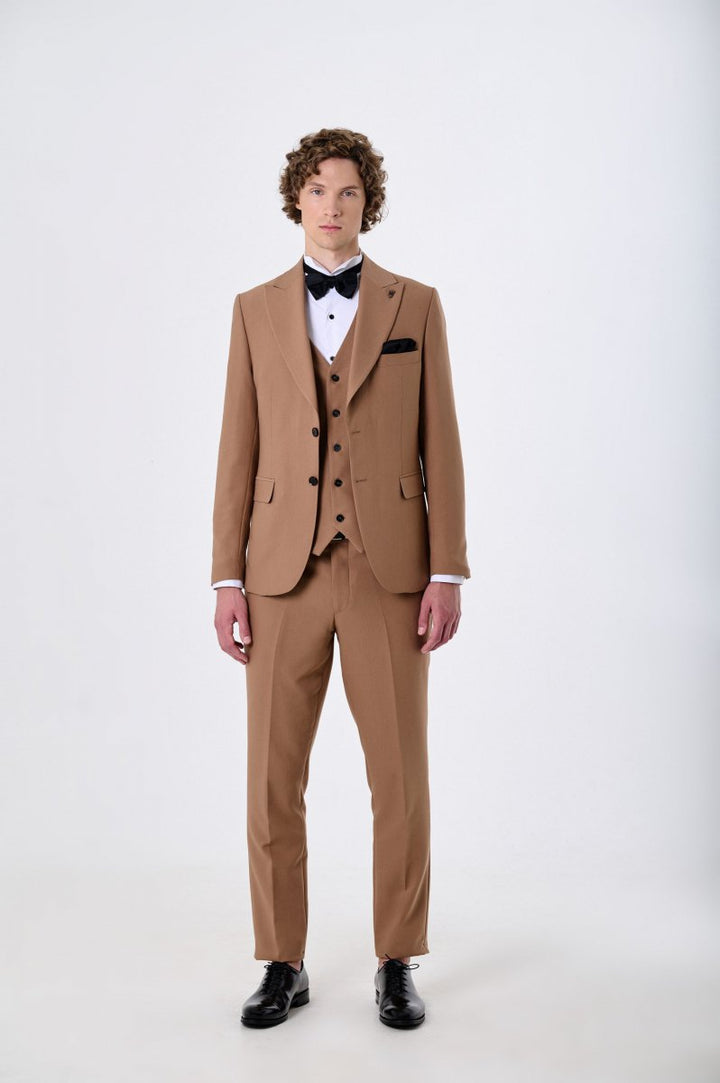 Fashion Men's 3 Pieces Flat Peak Lapel Tuxedos For Party (Blazer+vest+Pants) mens event wear