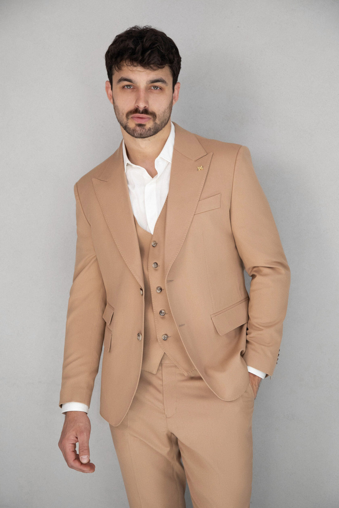 Fashion Men's 3 Pieces Flat Peak Lapel Tuxedos For Party (Blazer+vest+Pants) mens event wear