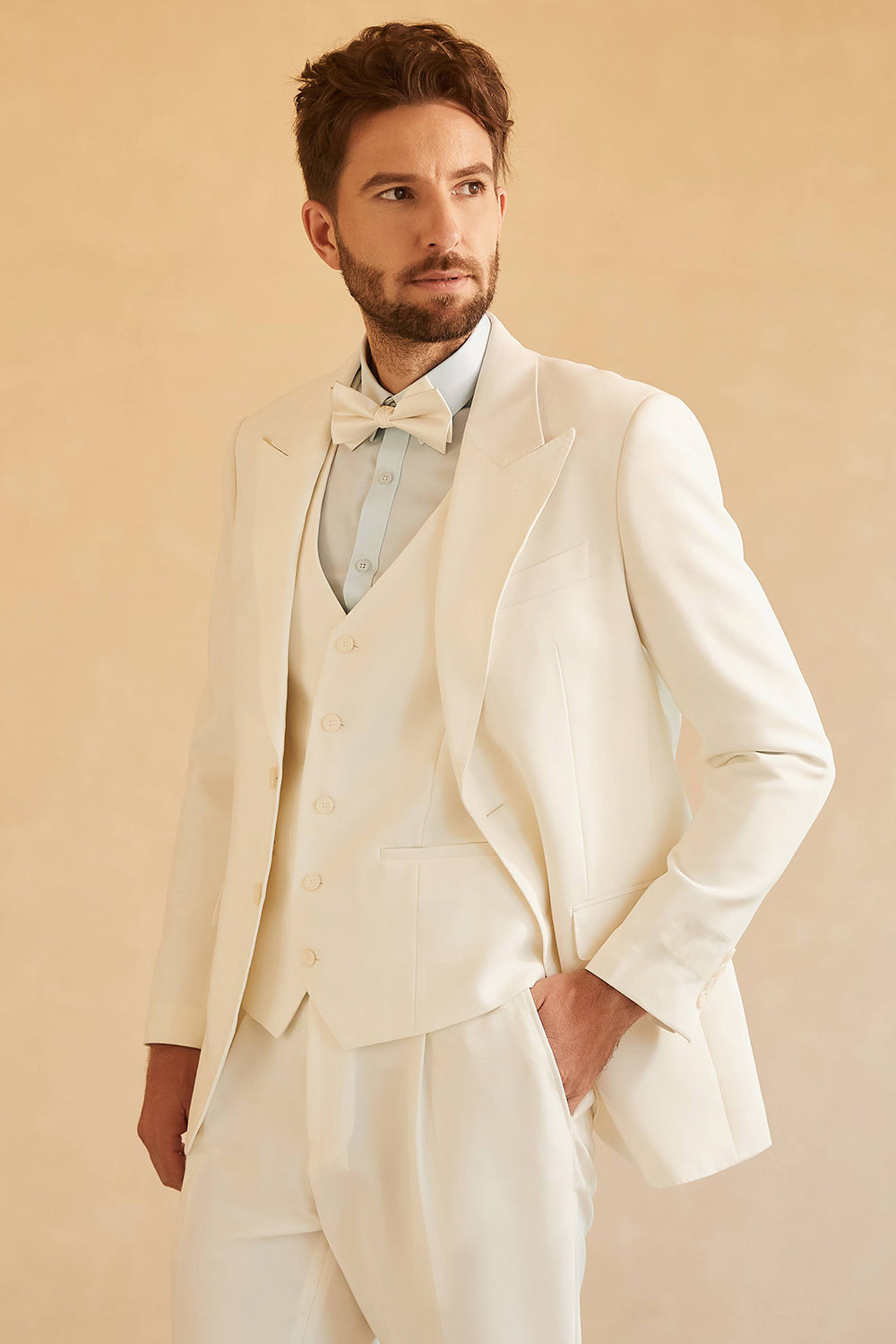 Fashion Men's 3 Pieces Flat Peak Lapel Tuxedos For Party (Blazer+vest+Pants) mens event wear