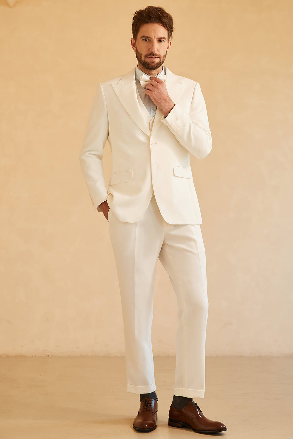 Fashion Men's 3 Pieces Flat Peak Lapel Tuxedos For Party (Blazer+vest+Pants) mens event wear