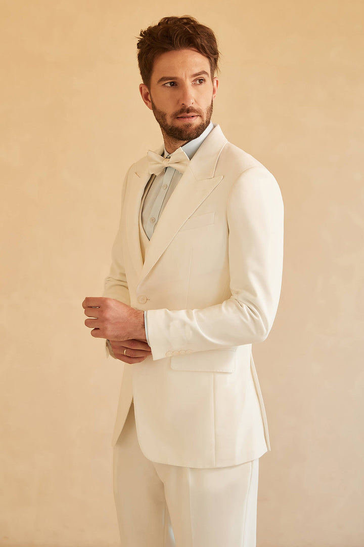 Fashion Men's 3 Pieces Flat Peak Lapel Tuxedos For Party (Blazer+vest+Pants) mens event wear