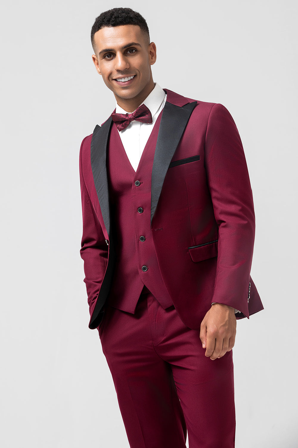 Fashion Men's 3 Pieces Flat Peak Lapel Tuxedos For Party (Blazer+vest+Pants) mens event wear