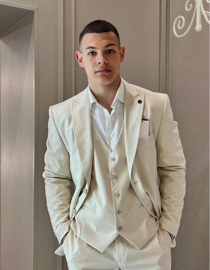 Fashion Men's 3 Pieces Flat Peak Lapel Tuxedos For Party (Blazer+vest+Pants) mens event wear