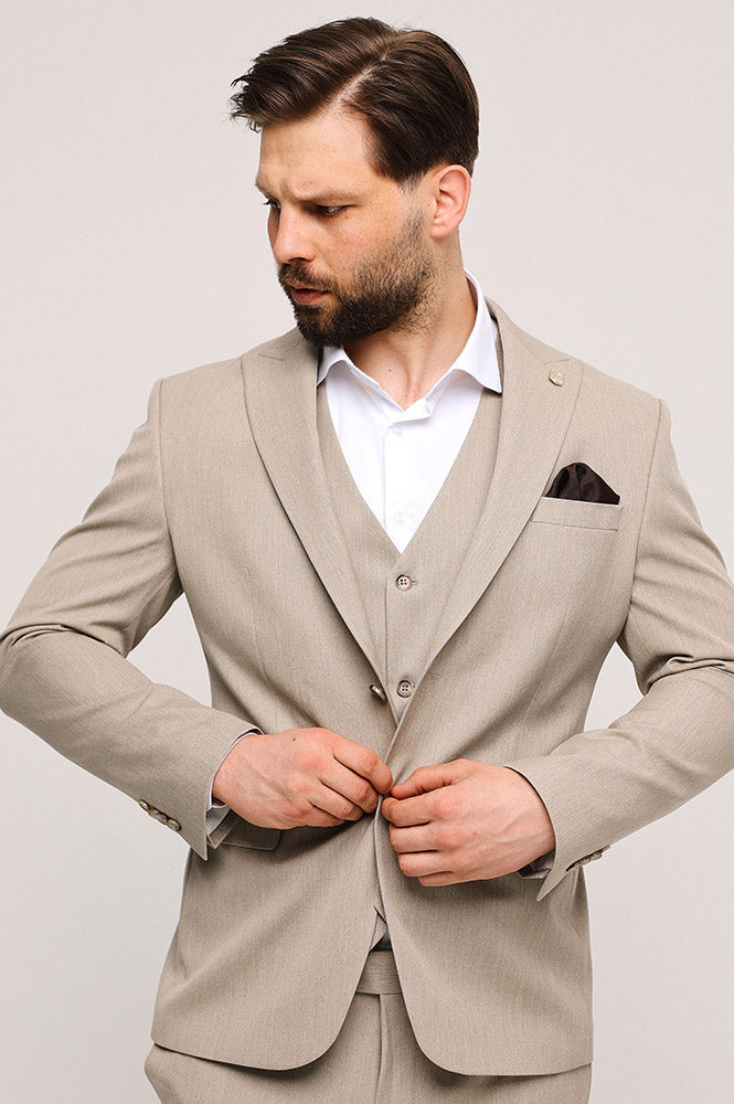 Fashion Men's 3 Pieces Flat Peak Lapel Tuxedos For Party (Blazer+vest+Pants) mens event wear