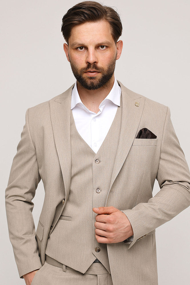 Fashion Men's 3 Pieces Flat Peak Lapel Tuxedos For Party (Blazer+vest+Pants) mens event wear