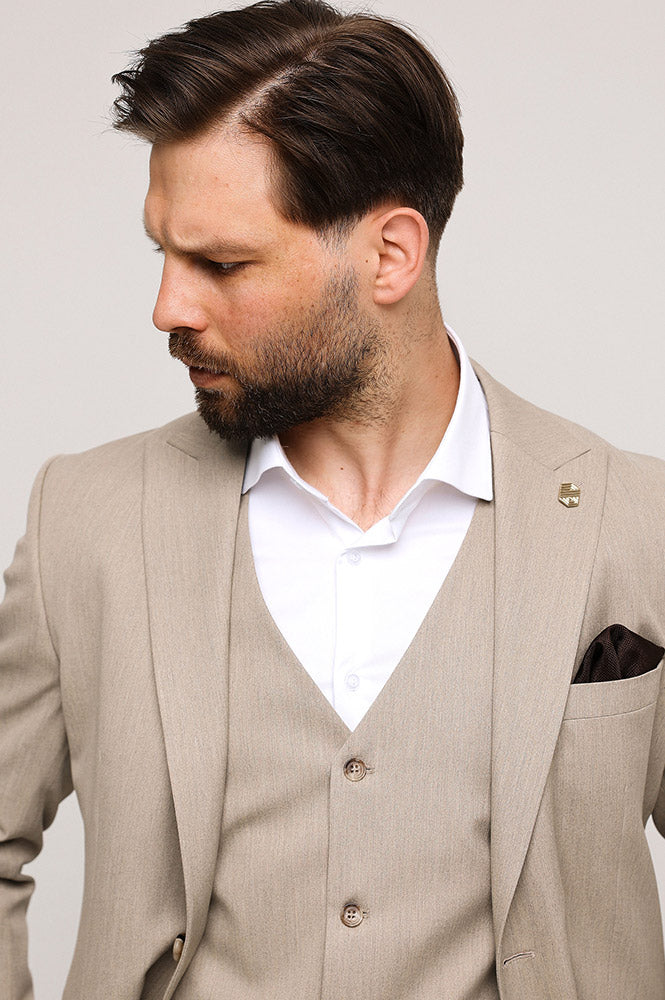 Fashion Men's 3 Pieces Flat Peak Lapel Tuxedos For Party (Blazer+vest+Pants) mens event wear