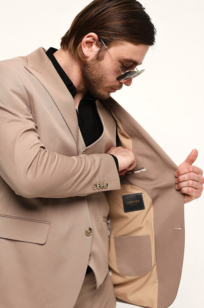 Fashion Men's 3 Pieces Flat Peak Lapel Tuxedos For Party (Blazer+vest+Pants) mens event wear